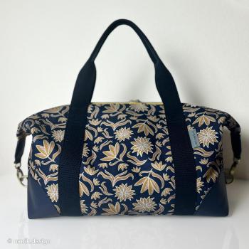 Preview: Canvas Retro Flowers by Emjo Design Blumen Ocker/Dunkelblau von Swafing